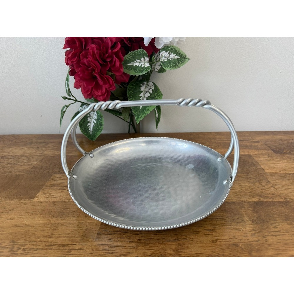 Vintage Buenilum Hammered Aluminum‎ Basket MCM Bowl Rustic Farmhouse Decor